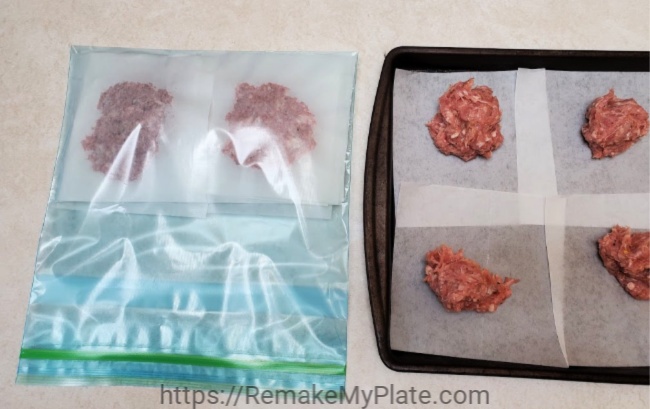 breakfast sausage packaged into freezer bags