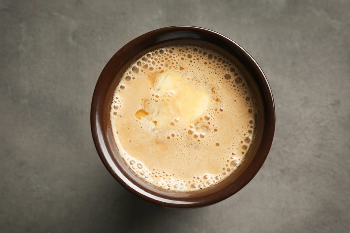 coffee mug of keto butter coffee