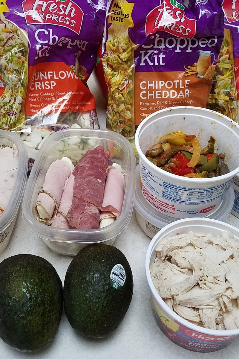 salad mixes, shredded chicken and other keto food items