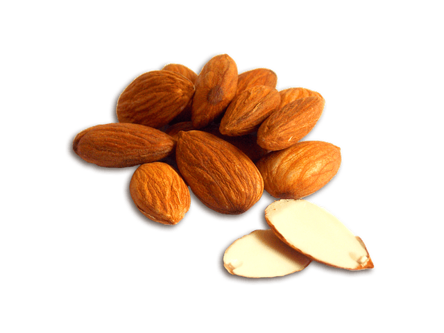display of shelled almonds