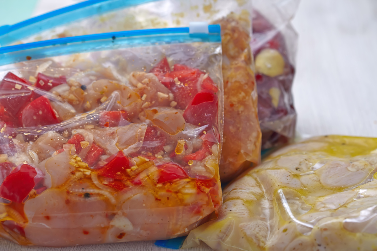 freezer bags filled with keto freezer meals