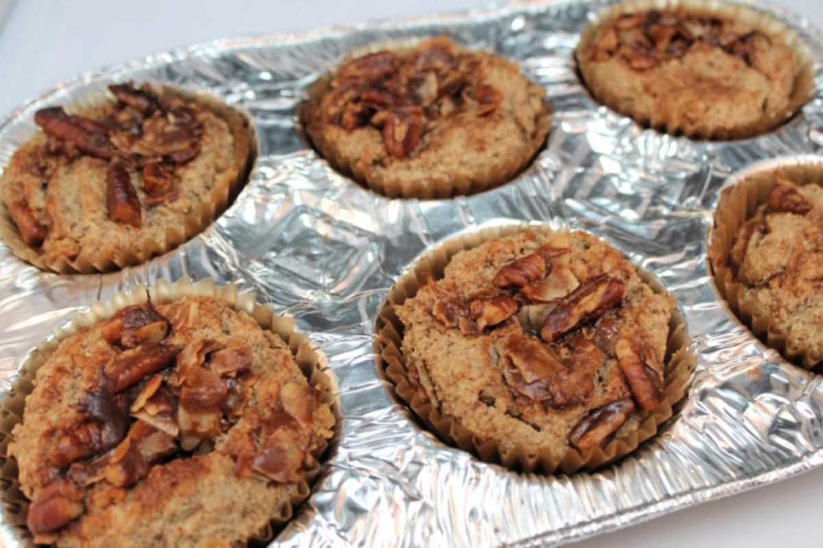 keto praline muffins in a pan