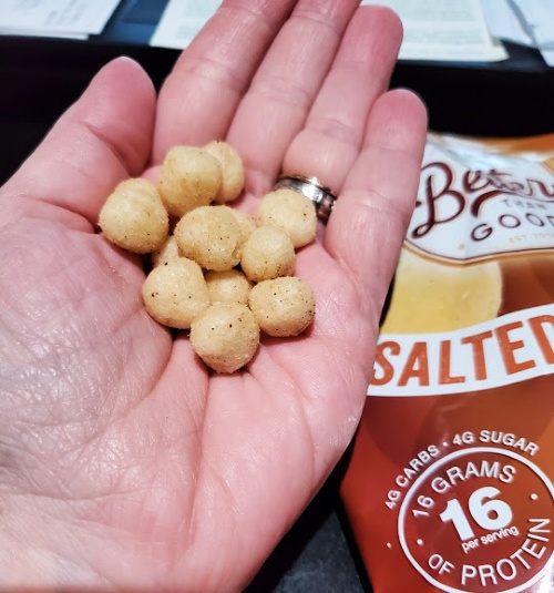 Better Than Good protein puffs in salted caramel flavor are delicious