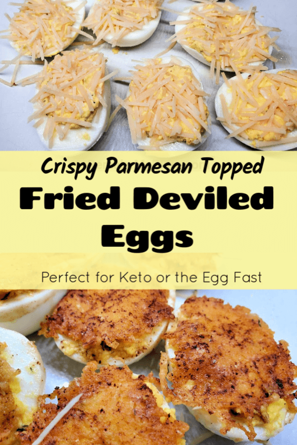Cripsy Parmesan Topped Fried Deviled Eggs #deviledeggs #eggfast #ketoeggs #remakemyplate