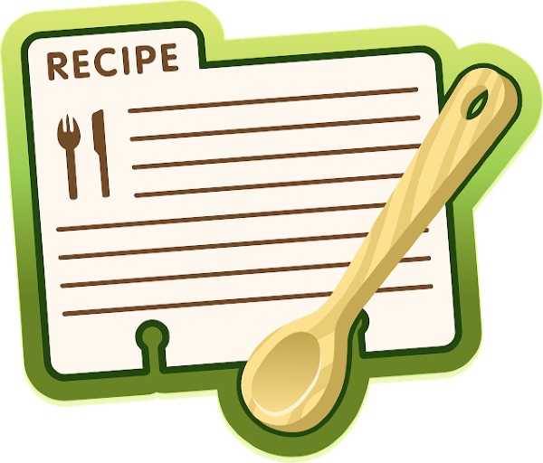 recipe card and cooking spoon