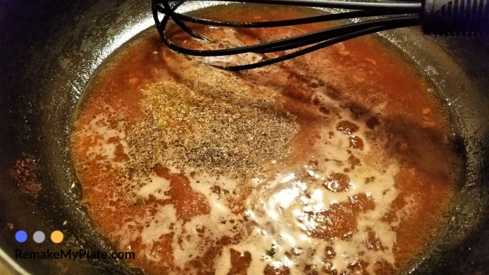 deglaze the pan with beef broth then add the seasoning blend