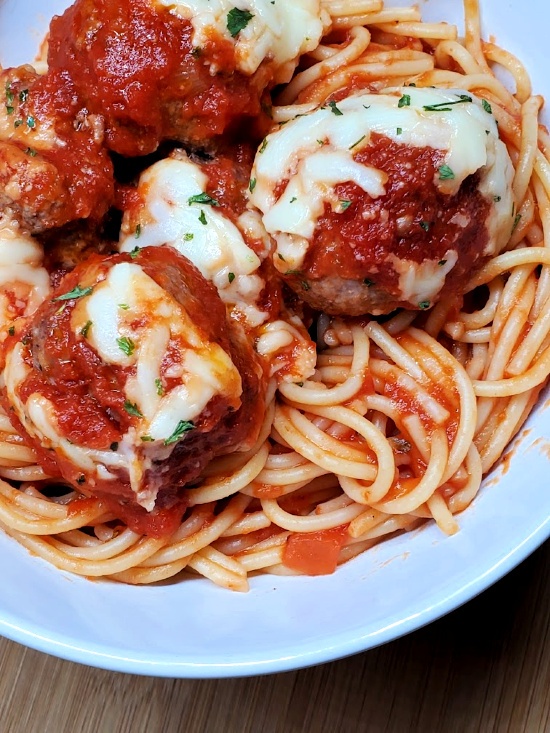 Baked Parmesan Meatballs served on a plate