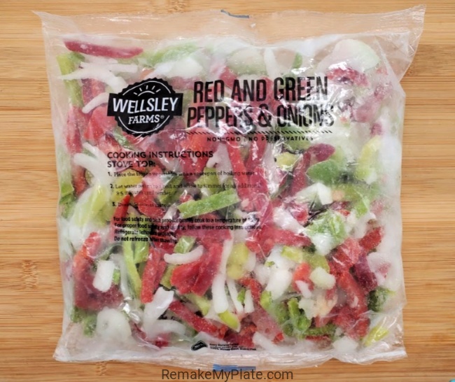 bag of frozen peppers and onions