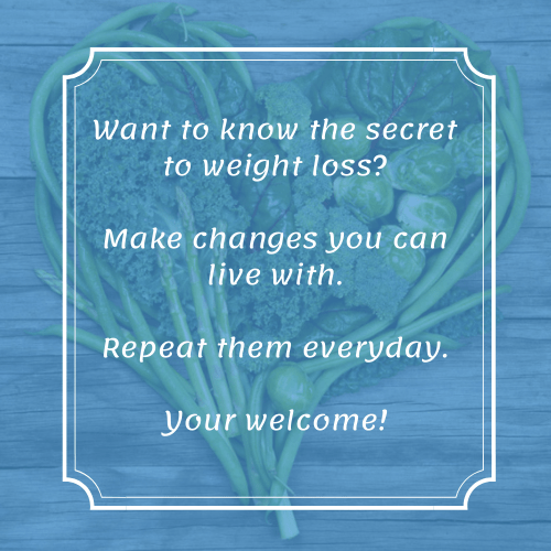 Quote the secret to weight loss. Make changes you can live with. Repeat them daily.