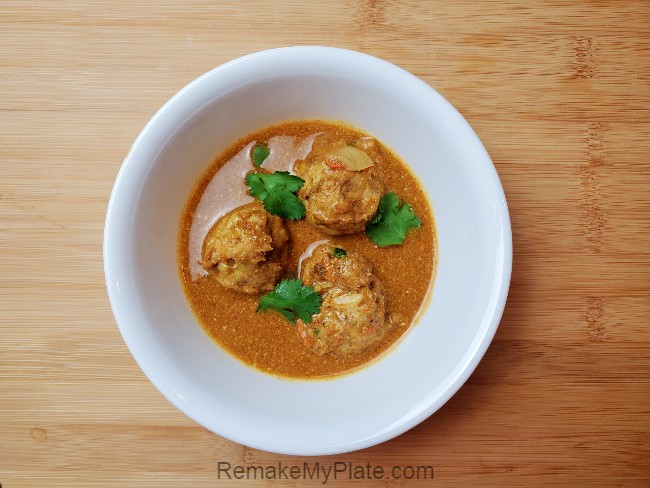 curry chicken meatballs in a bowl