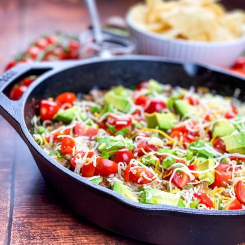 beef taco skillet recipe in cooking pan