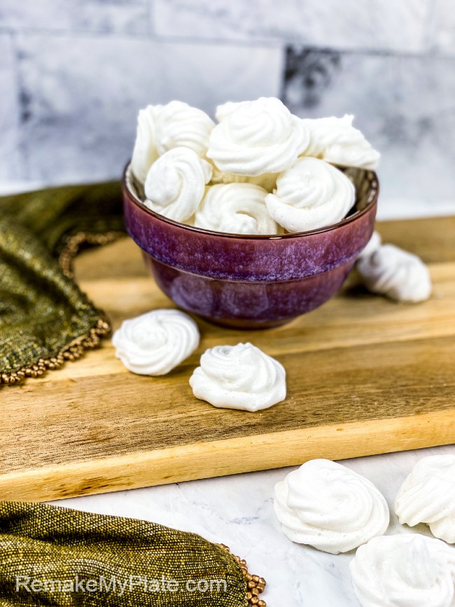 sugar free meringue cookies in a bowl