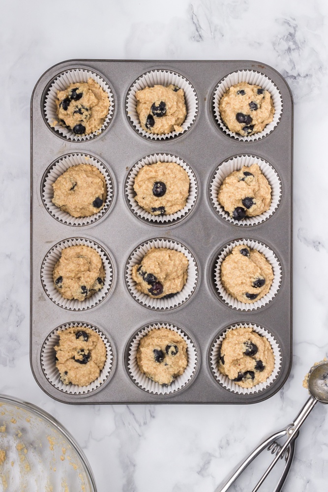divide the batter evenly between 12 muffin cups