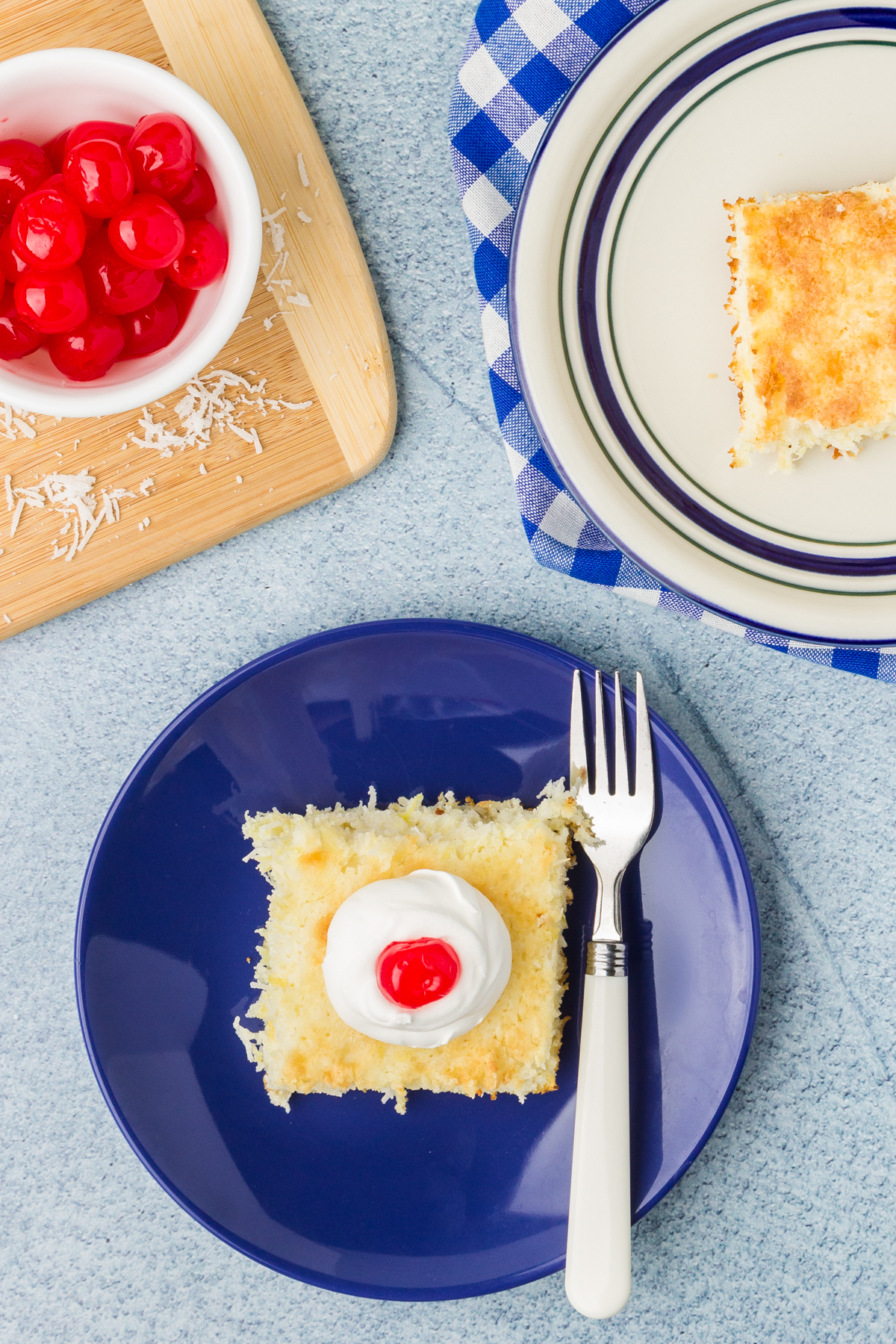 slice of pineapple coconut cake on a plate