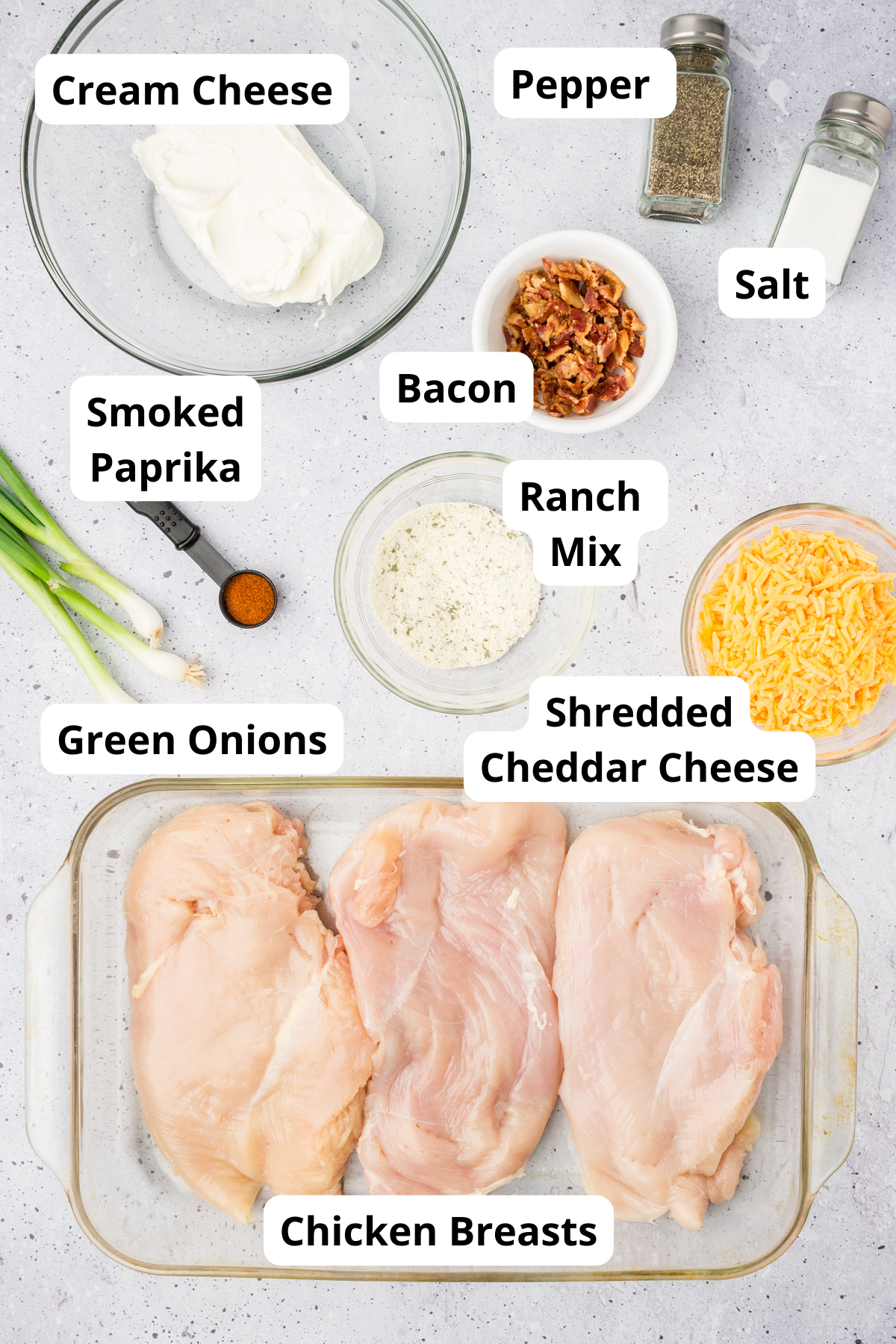 picture of ingredients for baked crack chicken