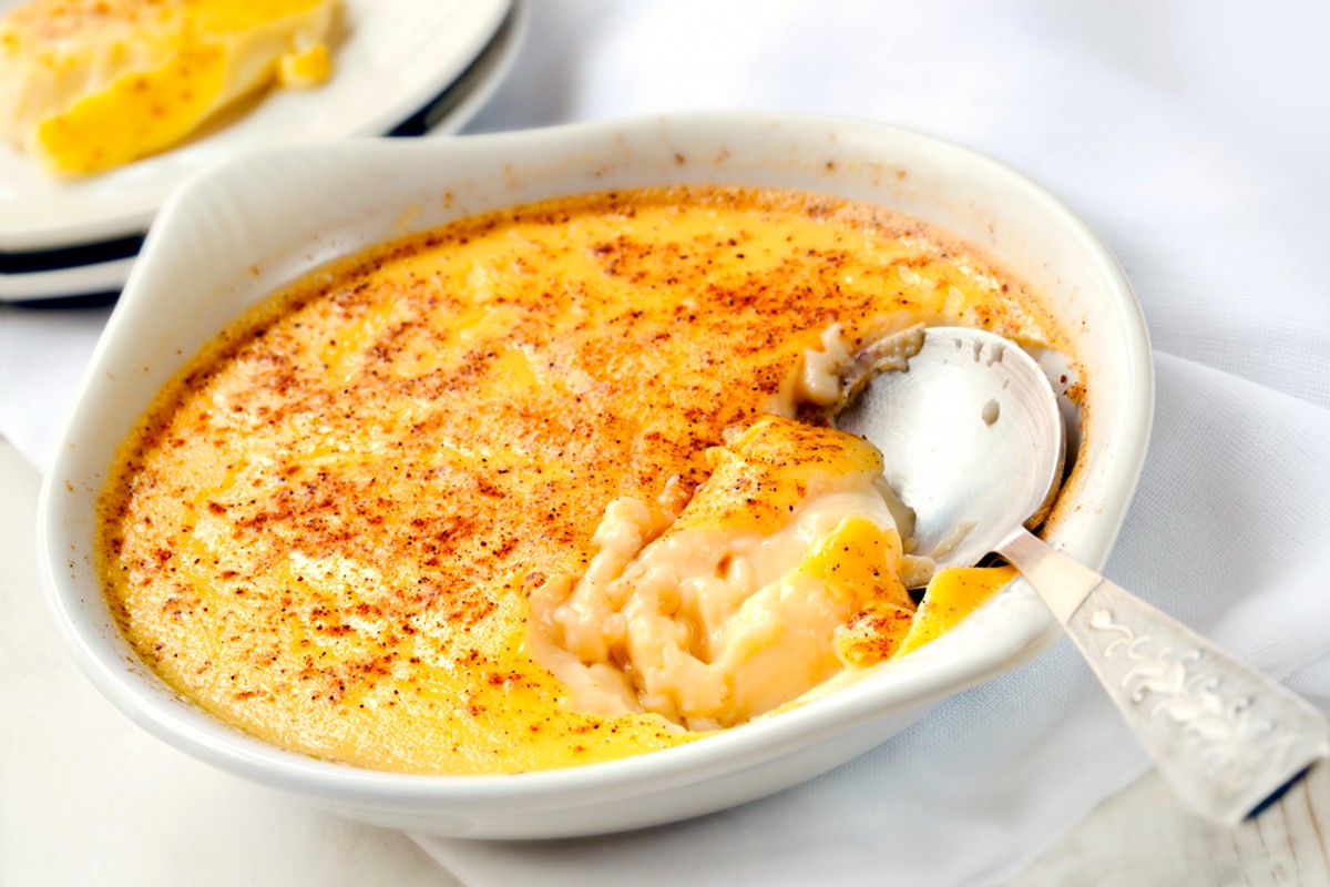 dish of low carb baked egg custard
