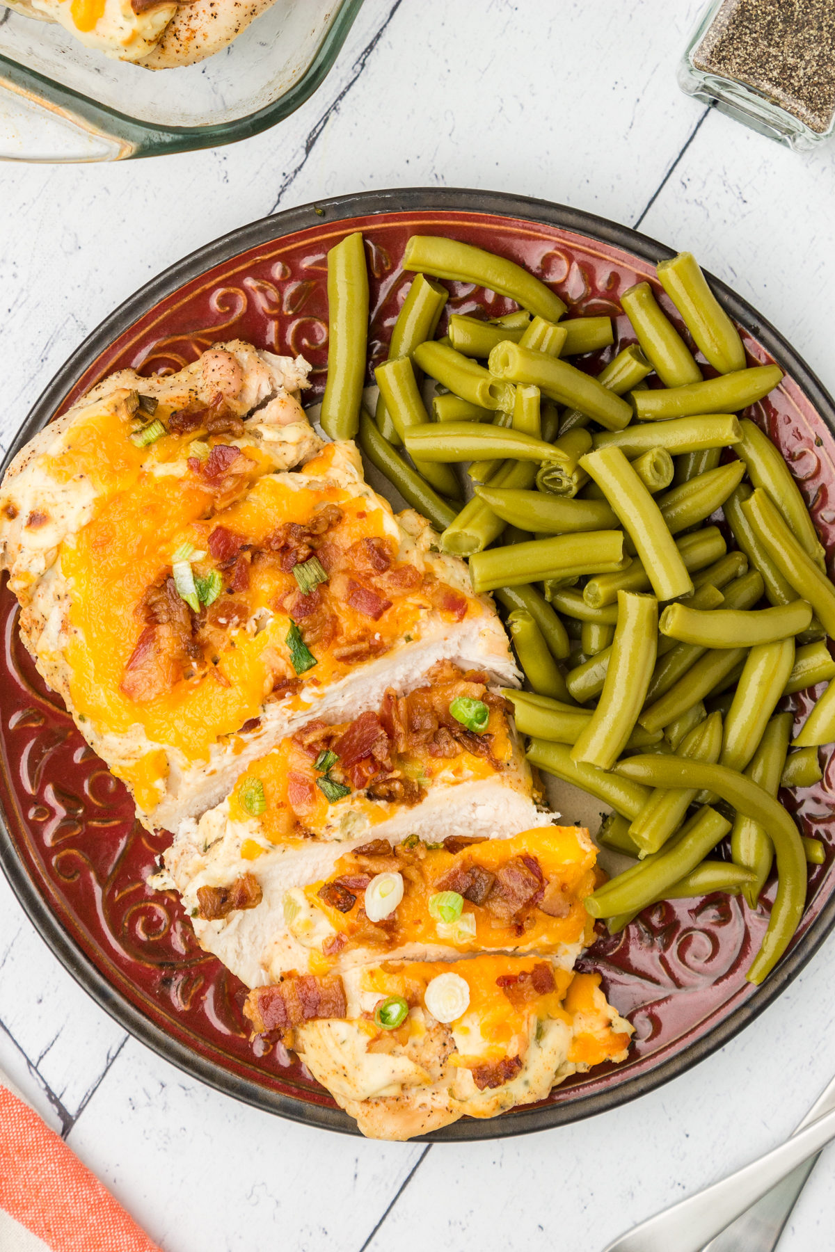 baked crack chicken with string beans