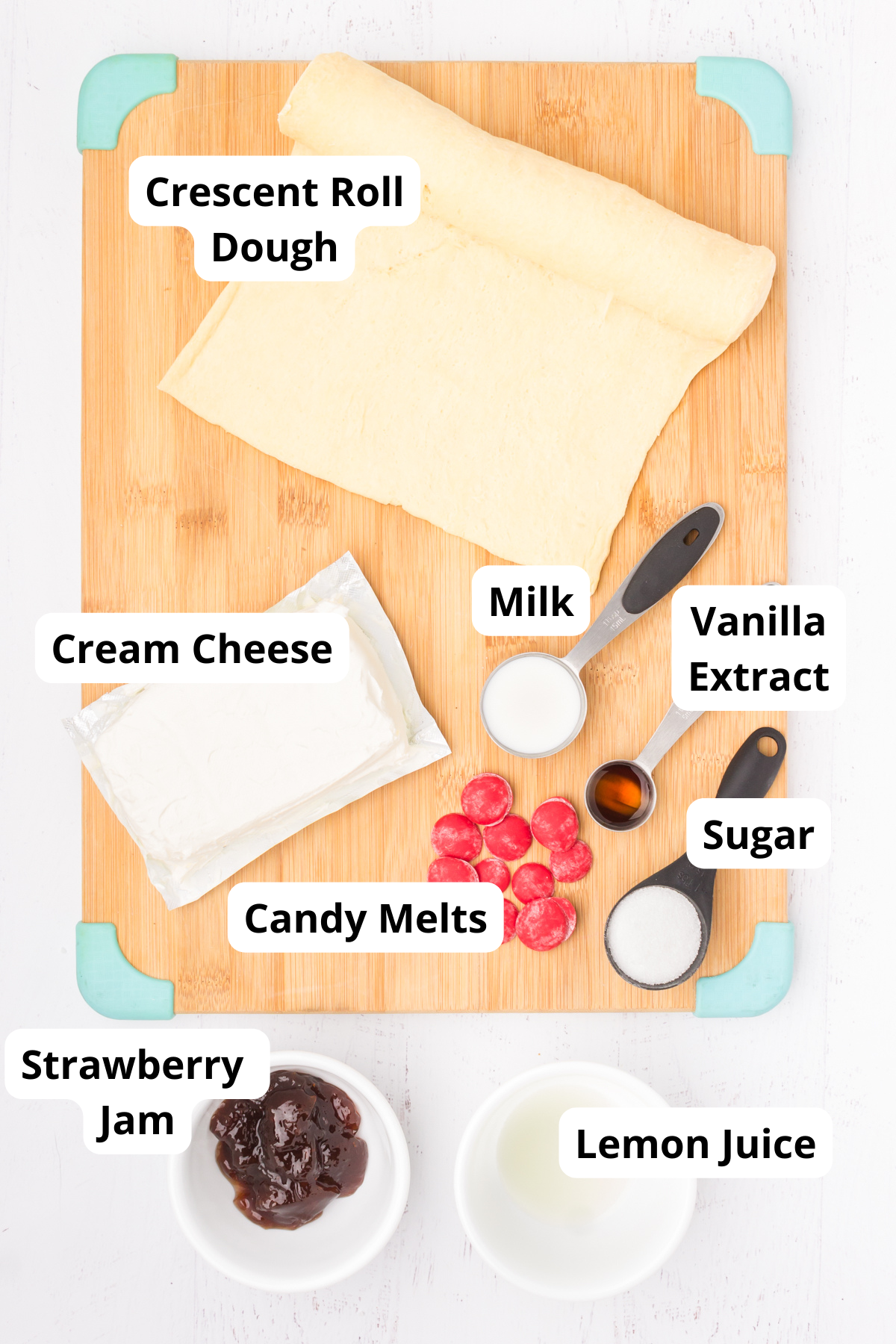 ingredients for strawberry cream cheese crescent rolls