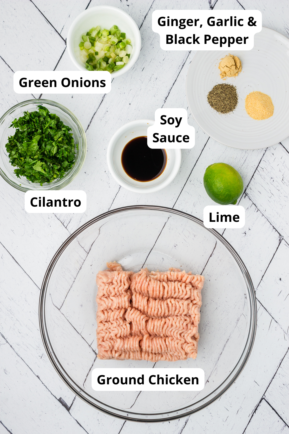 ingredients for cilantro lime chicken burgers recipe on a table
