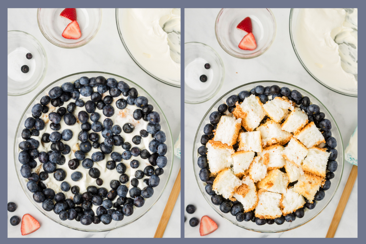 Adding the blueberry layer in to make this 4th of July trifle