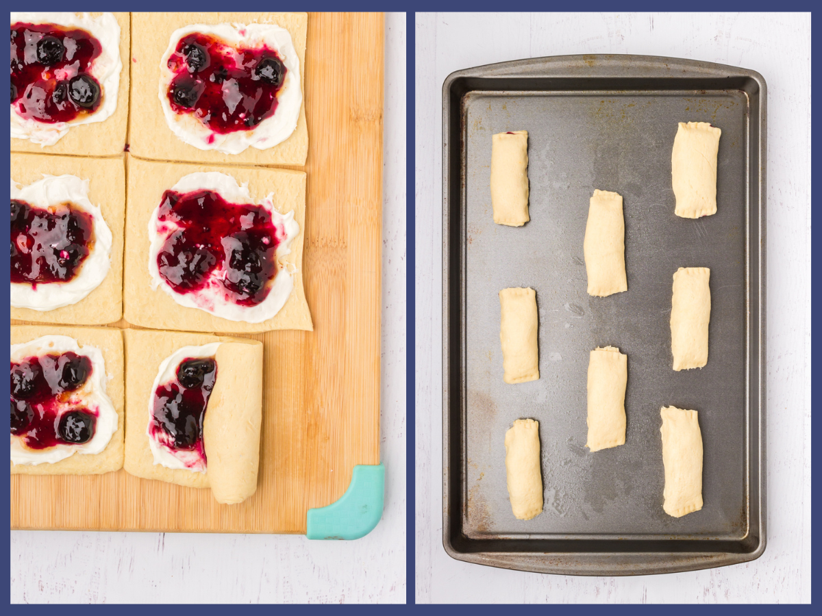 rolling up the crescent roll dough