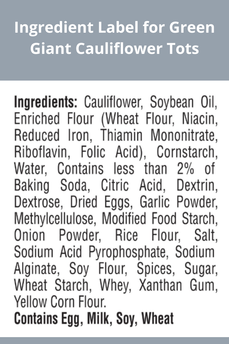 Cauli Tots Ingredients