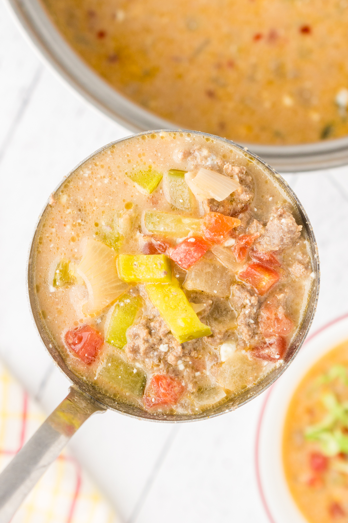 spoonful of keto cheeseburger soup