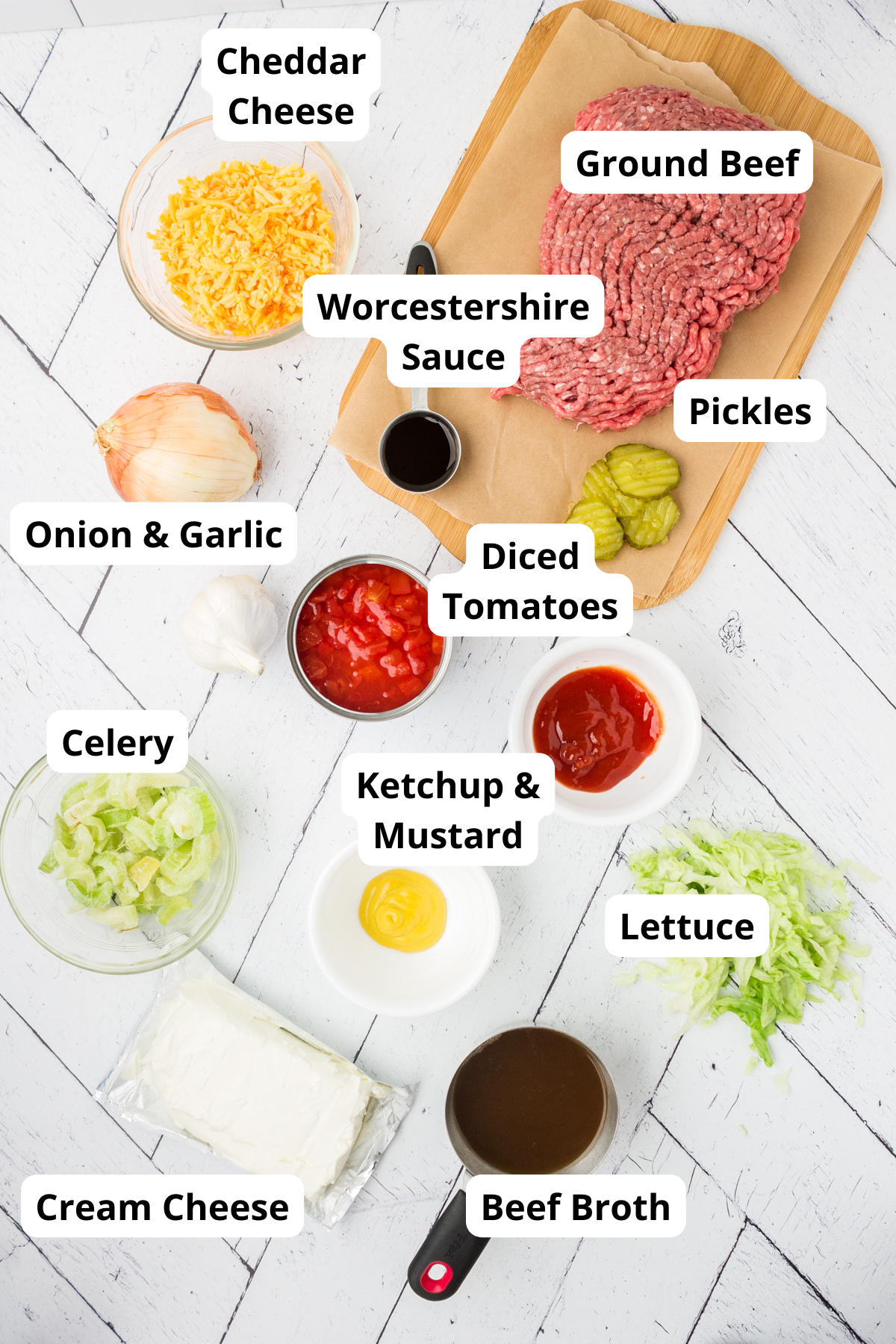ingredients for making keto cheeseburger soup