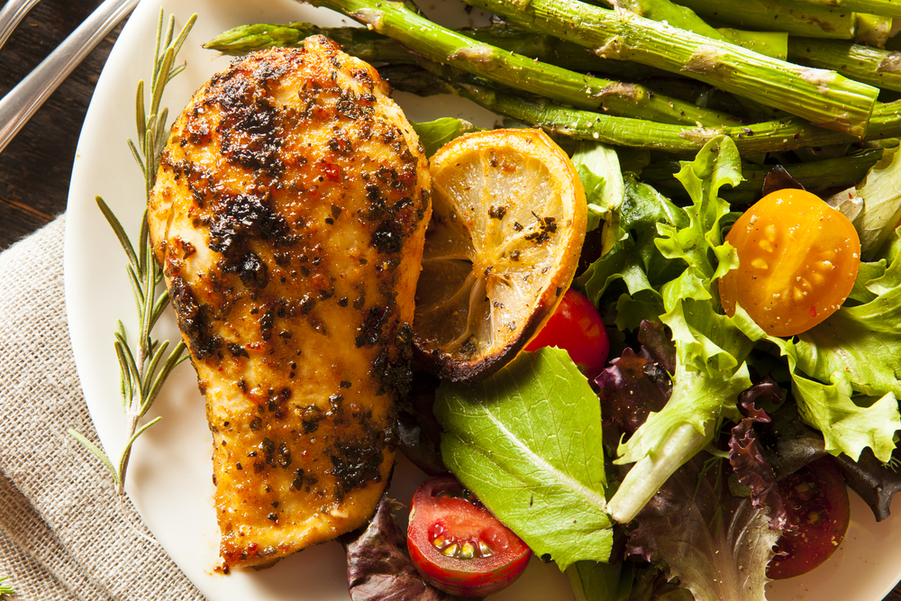 lemon herb chicken  with a salad