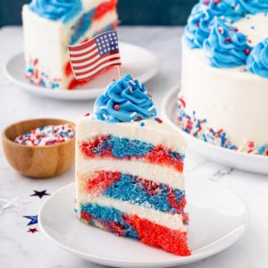 Red White and Blue Marbled Layered cake S3