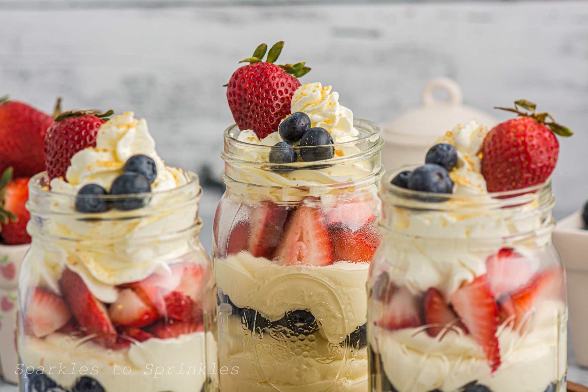 Red White and Blue No Bake Cheesecake In A Jar 25