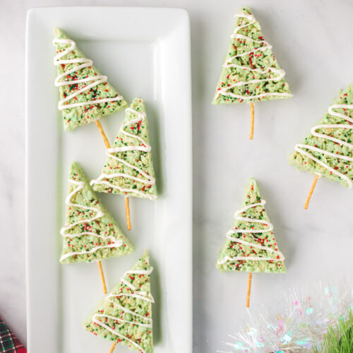 Easy Christmas Tree Rice Krispie Treats - Remake My Plate