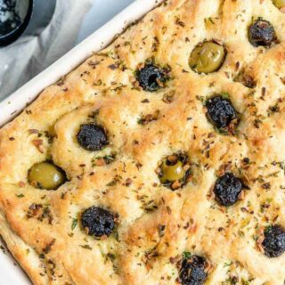 Fresh Herbs and Olives Vegan Focaccia Bread CA Olives Plant Based on a Budget 3