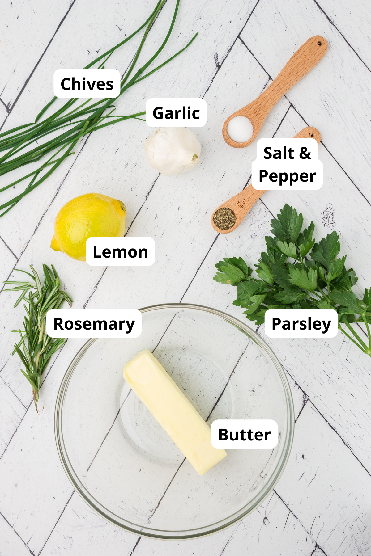 step by step process shots to make garlic herb compound butter