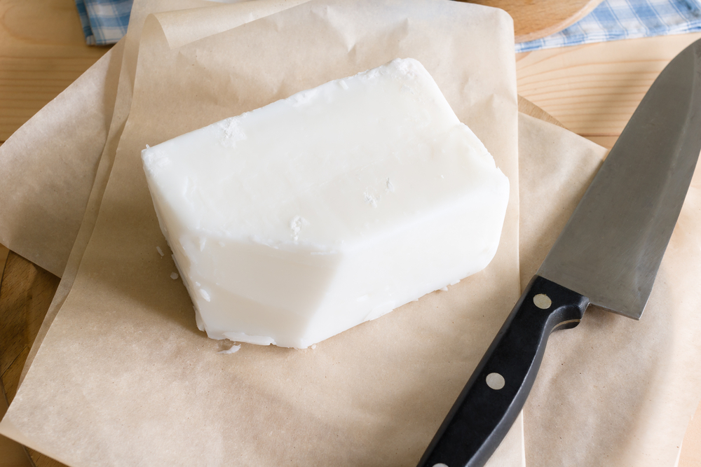 block of beef fat that was rendered to make tallow