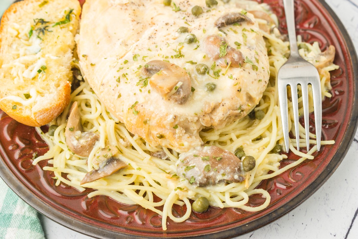 copycat cheesecake factory chicken piccata on a plate