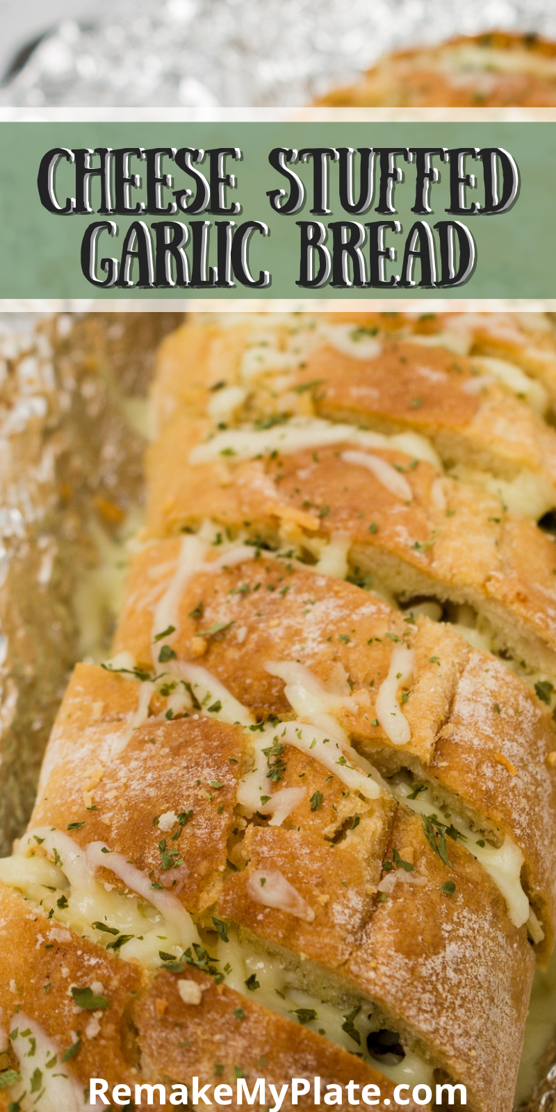 Looking for an easy to make side dish? Spread a delicious homemade garlic butter on this cheese stuffed Garlic Bread Baguette and toast it until it's golden brown. It's a family favorite and one that everyone goes back to for seconds. #cheesebread #garlicbread #easyrecipes