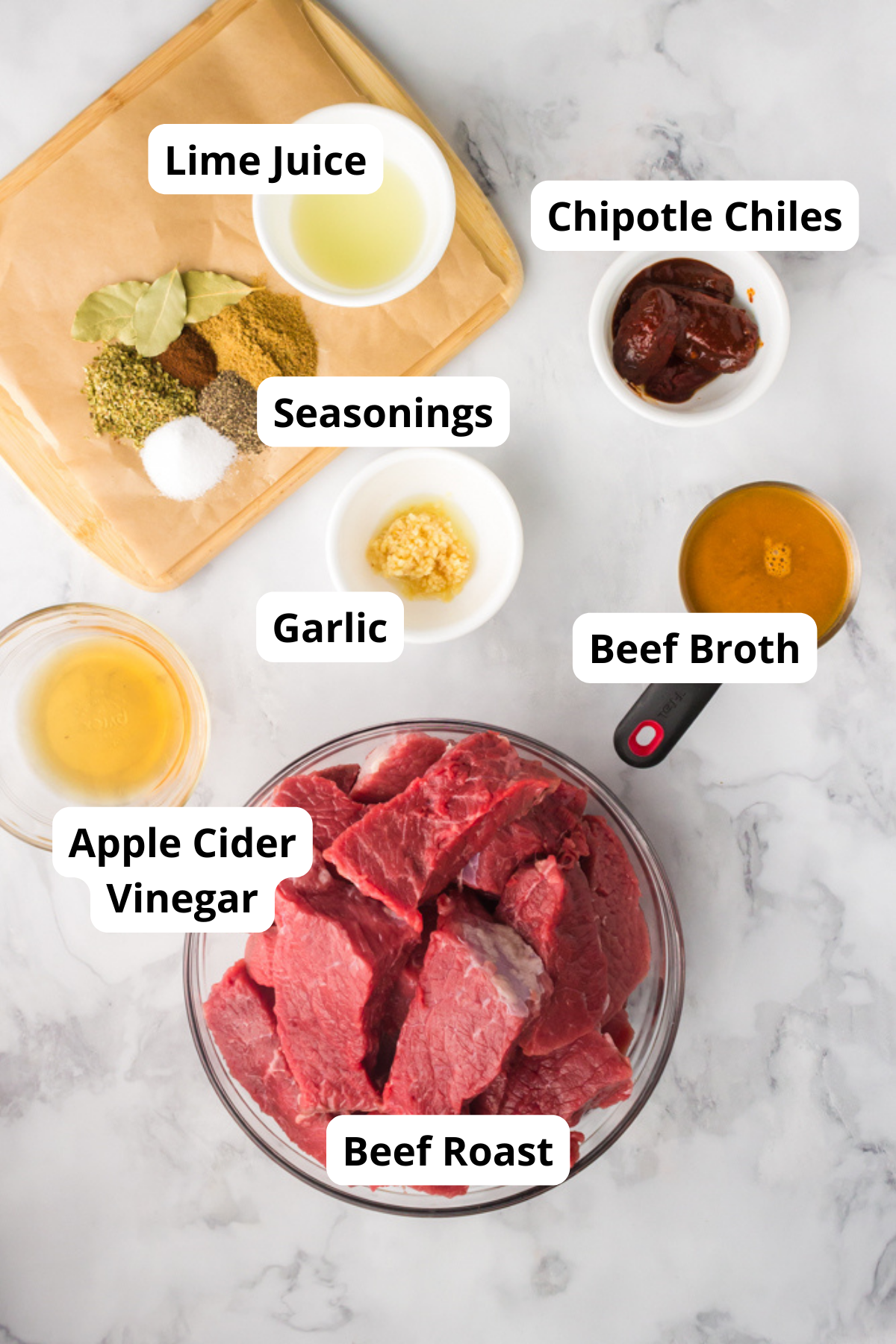 ingredients for beef barbacoa on a table