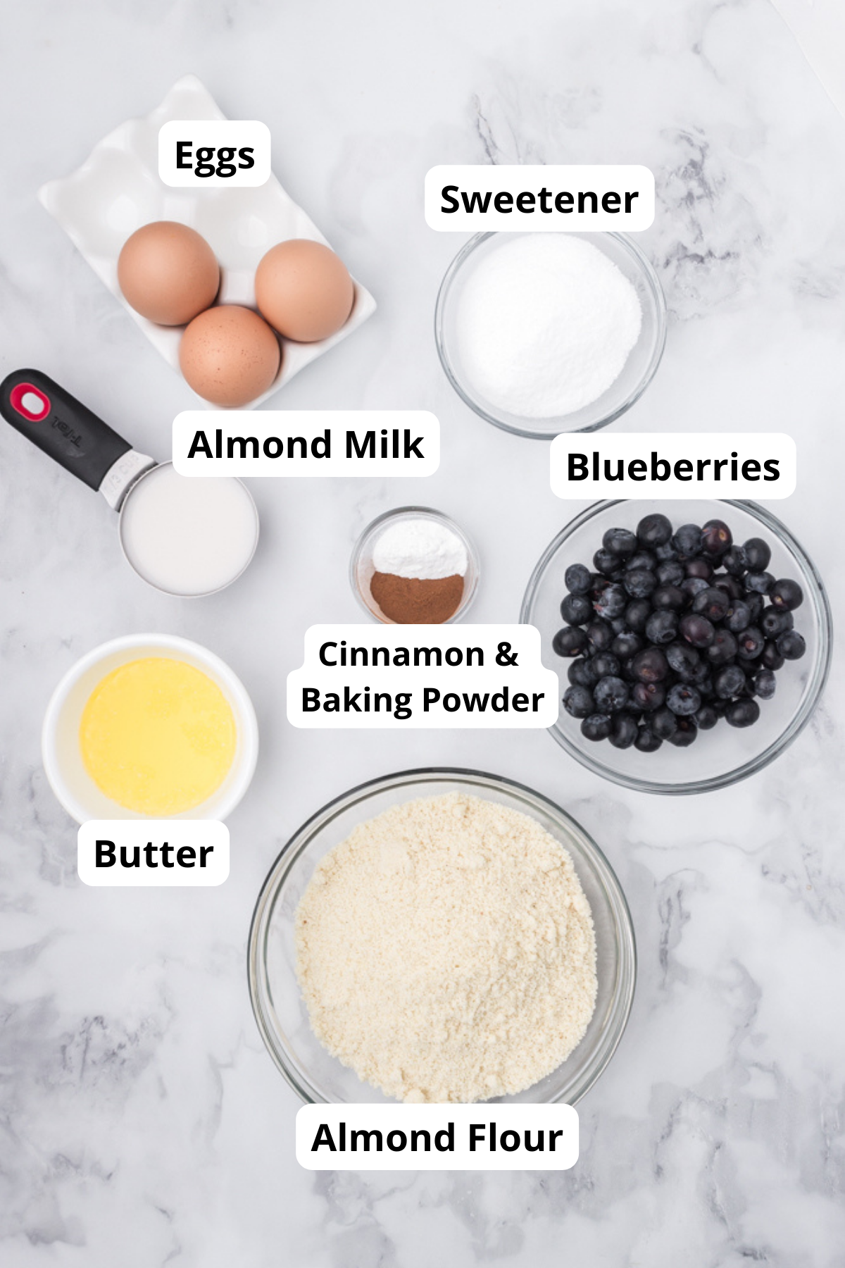 ingredients for these best keto blueberry muffins