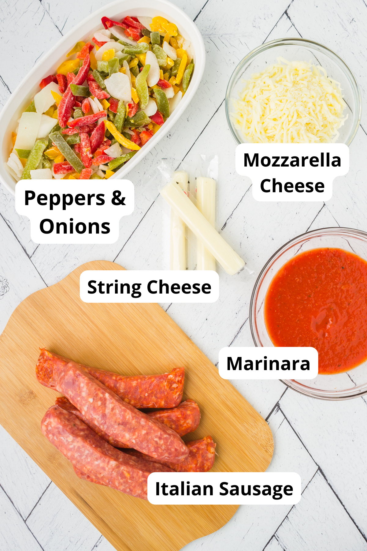 ingredients for stuffed italian sausage and peppers