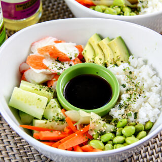 california sushi roll in a bowl