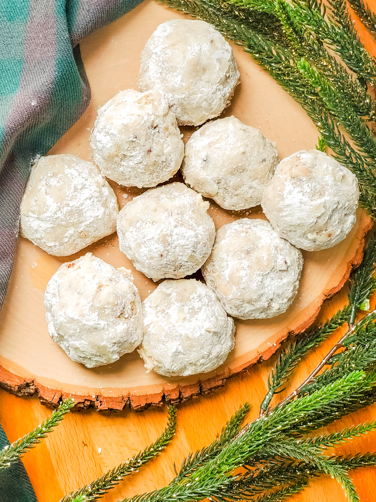 buttery snowball cookies on a tray
