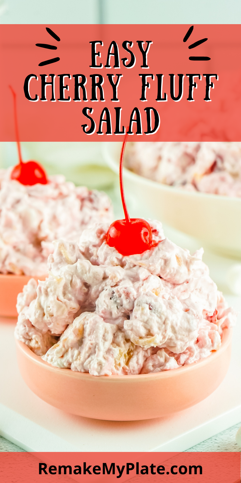 This Cherry Fluff Salad Recipe always gets rave reviews from family and friends whenever it’s served. This is an easy to make recipe that can be served at family gatherings, parties or any time you want a quick treat.