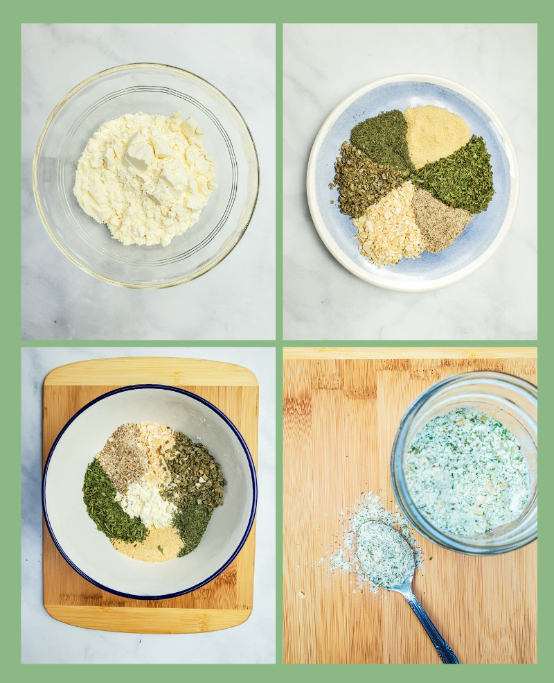 herbs and spices used to make homemade ranch seasoning mix