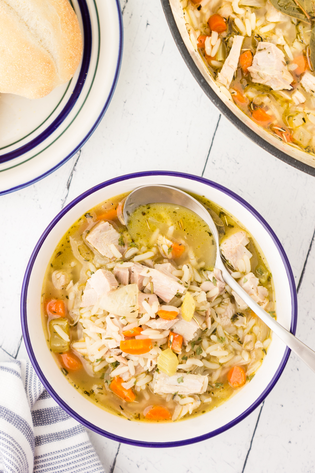 leftover turkey soup recipe made with carrots, celery and rice