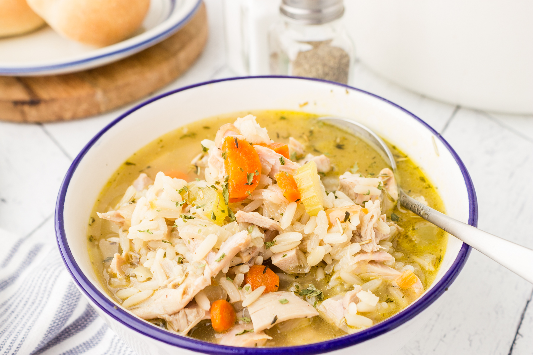 bowl of turkey soup recipe using thanksgiving leftovers
