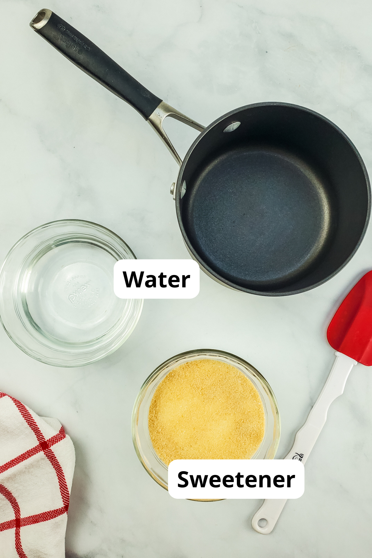 two ingredients to make keto simple syrup on a table