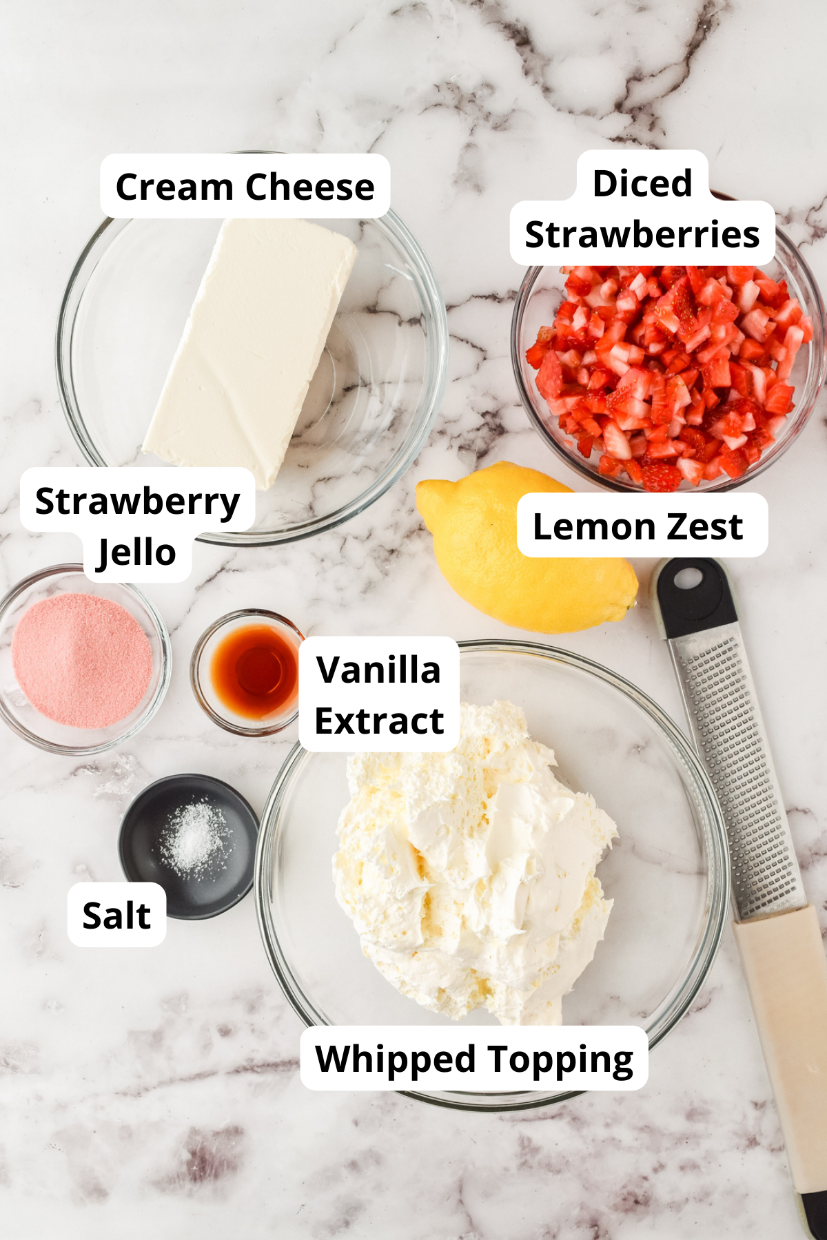 ingredients to make strawberry fluff salad
