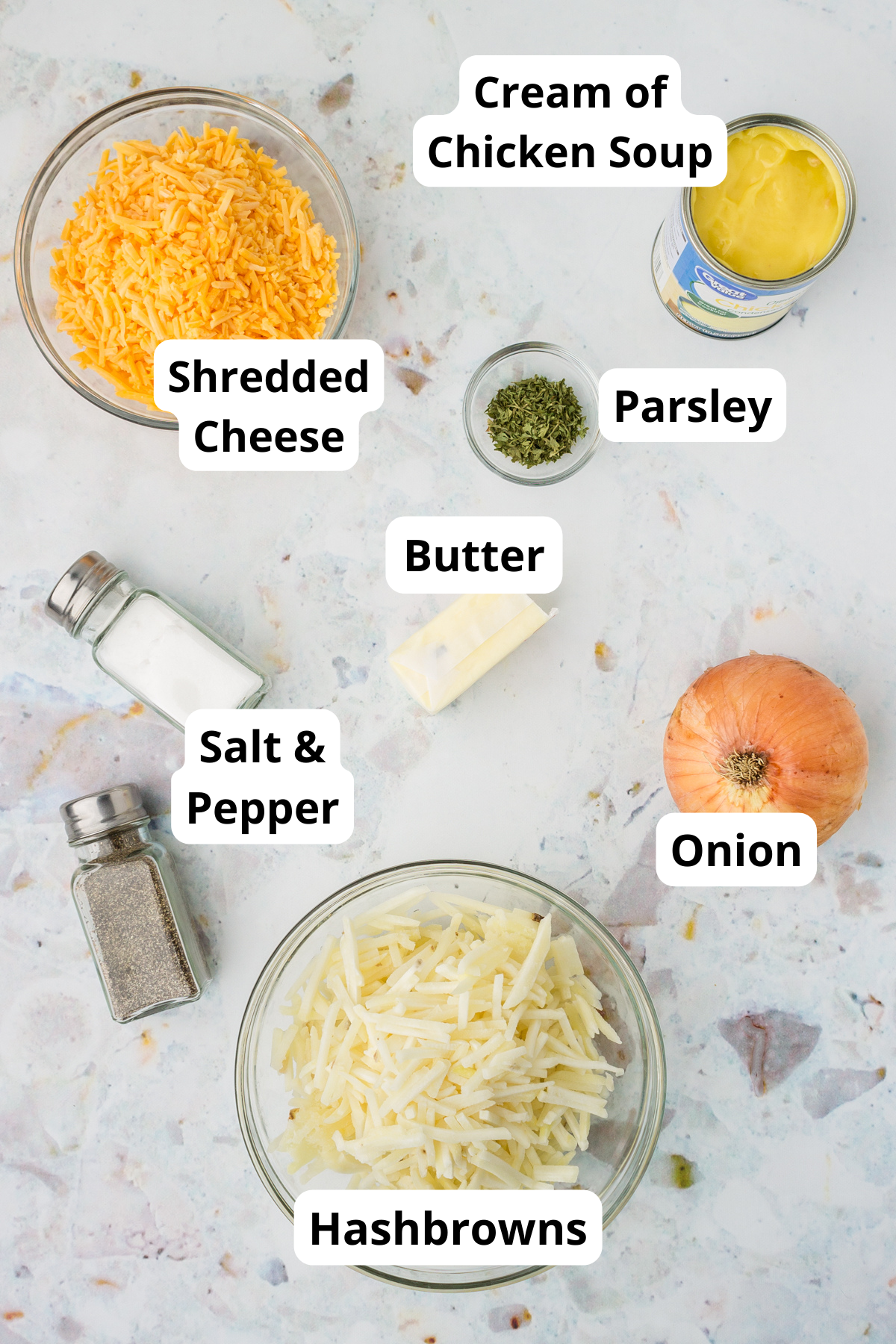 ingredients to make crockpot hashbrown casserole 