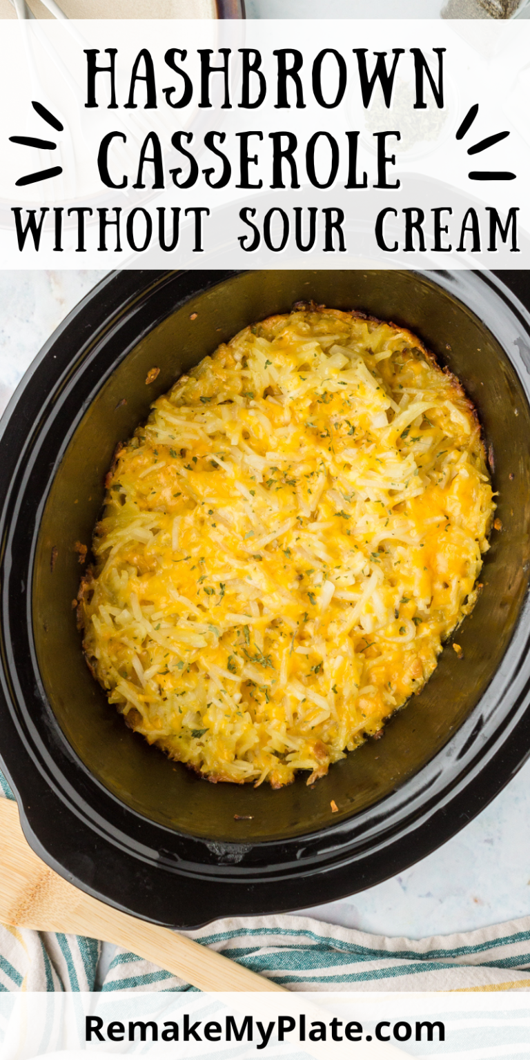 Easy Crockpot Hashbrown Casserole Without Sour Cream - Remake My Plate